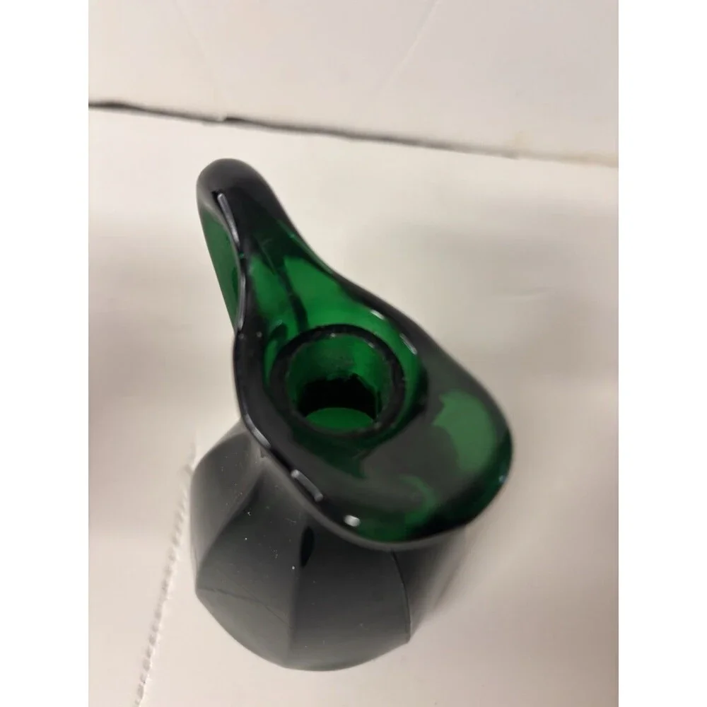 Hand Blown Glass Emerald Green glass Cruet Crystal stopper 5 1/2